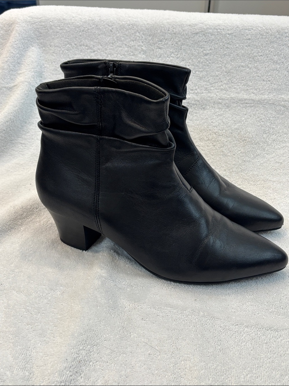 Clarks Black Leather Slouch Ankle Booties